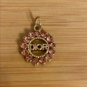Dior authentic Up cycled Gold Pendant with Pink Accents
